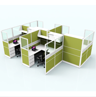Poste de travail modulaire convertible moderne pour centre d'appels, bureau, ou espace de travail, 2, 4, 6 ou 8 places, pour le personnel, mobilier de bureau, table