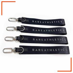 Personalized <b>Custom</b> Your Logo Fabric Woven Jacquard Embroidery Keychain Nylon Short Wrist Lanyard With High Quality <b>Key</b> Ring - Product Image 2