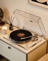 Tourne-disque professionnel en acrylique transparent de luxe pour audio haute fidélité, plateau minimaliste artistique