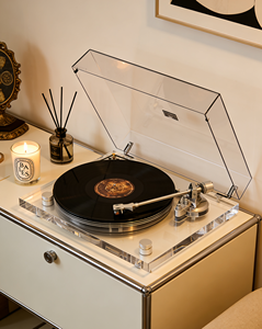 Tourne-disque professionnel en acrylique transparent de <span class=keywords><strong>luxe</strong></span>, audio Hi-Fi Bluetooth, plateau minimaliste artistique, lecteur de disques vinyles - Product Image 1