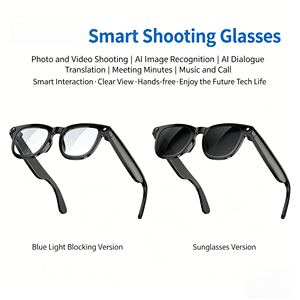 Lunettes IA rechargeables avec caméra 8MP, 3 lentilles (claires/coupe-lumière bleue/tintées), mémoire 16 Go pour vlogueurs, guides touristiques, travailleurs à distance - Product Image 1