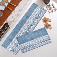 Impression Anti Fatigue 2 pièces ensemble de tapis de cuisine en cuir antidérapant imperméable Antifatigue confort cuisine tapis de sol tapis