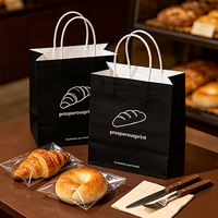 Sacs en papier kraft personnalisés de haute qualité, blancs et noirs, pour la pâtisserie, les desserts, les courses, la restauration rapide, avec votre propre logo