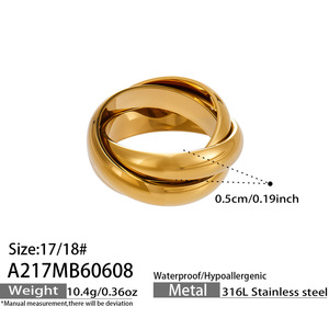 18K Gold Plated High Polished <b>Plain</b> Band <b>Ring</b> Anti Fade Stainless Steel Finger Jewelry For Women - Product Image 6