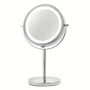 مرآة ببطارية مزدوجة الجوانب ذات شعار مخصص دائري من الكروم 360