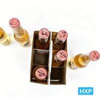 Portador de Cerveza y Vino Plegable de 6 Botellas, Impreso a Todo Color, con Logotipo Privado Personalizado, Embalaje de Papel Kraft Biodegradable, Venta al Por Mayor