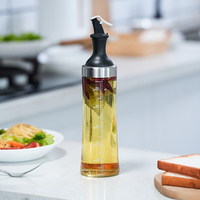 570ml petit verre huile vinaigre distributeur bouteille ensemble couvercle en acier inoxydable étanche pour la cuisine à domicile cuisine