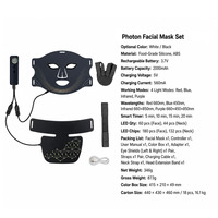 Masque de luminothérapie LED 4 couleurs à faible MOQ, enveloppant visage, cou et poitrine, en silicone flexible, appareil de beauté pour salon et usage domestique, en stock
