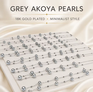 Collier en or 18 carats avec perles Akoya grises naturelles de 6-7 mm, chaîne en corde, pour femme, style haut de gamme - Product Image 5