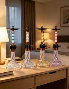 Glass <b>Hookah</b> with Metal Base Portable Water <b>Pipe</b> Transparent Base Bowl Stand for Lounge and Party - Product Image 5