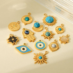 Colgantes de Turquesa Vintage de Acero Inoxidable 316L con Baño de Oro de 14k y 18k, Inoxidables, para Fabricación de Joyas, Collares y Pulseras - Product Image 2