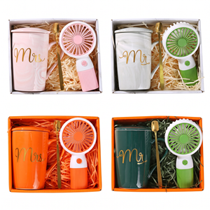 Nouveautés 2026 : Ensemble Cadeau Mug à Café en Céramique Esthétique, Mini Ventilateur Portable et Cuillère – Personnalisable avec Logo pour Mariage, Fête, Anniversaire - Product Image 1