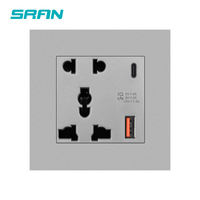 Prise murale universelle de type 86 à 5 broches avec port USB A+C 13A 250V, multifonction, prise murale internationale, charge rapide 18W
