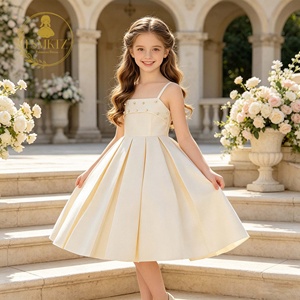 Vestido de satén con cuello cuadrado y cuentas, sin espalda, estilo princesa para niñas, vestidos de verano para fiestas, vestidos para niñas de 10 años, ropa infantil. - Product Image 4