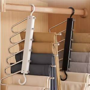 Porte-pantalons multifonctionnel en acier inoxydable au design moderne, pliable et rétractable, gain de place pour le rangement dans la garde-robe - Product Image 6