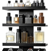 Organisateur mural pour parfums et bijoux, étagère en bois massif et daim avec 3 crochets pour accessoires masculins et féminins