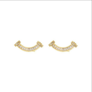 MUYU Smile Stud Earrings Gold Plated S925 Silver Micro Pav U Shape Lip Design Fashion Jewelry Gift - Product Image 5