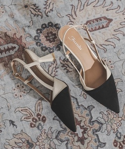 Zapatos de Tacón Bajo para Mujer, Modelo 2025, con Correa Trasera, Lujosos, Cómodos, de Punta, Modernos y Elegantes - Product Image 1