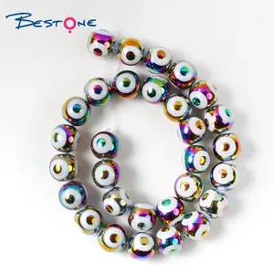 Bestone – perles en verre de haute qualité pour la fabrication de bijoux, perles imprimées à la mode, 10mm, perles en verre en vrac