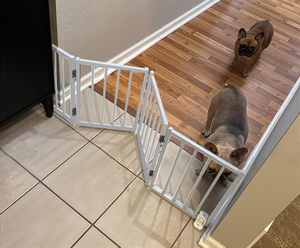 Barrière autoportante pour <span class=keywords><strong>chien</strong></span>, barrière courte pour animaux <span class=keywords><strong>de</strong></span> compagnie <span class=keywords><strong>de</strong></span> 16,5 pouces <span class=keywords><strong>de</strong></span> hauteur pour escaliers et portes, clôture pliable pour chiots jusqu'à 48 pouces <span class=keywords><strong>de</strong></span> large - Product Image 1