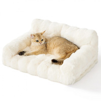 Canapé-lit pour animaux de compagnie en fausse fourrure pelucheuse lavable pour chiens et chats avec boîte de rangement – Luxe d'usine