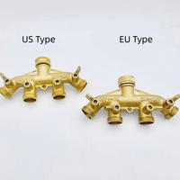 Adaptateur de raccord de tuyau d'arrosage en laiton robuste à 4 voies de 3/4 pouce avec 4 joints toriques en caoutchouc supplémentaires