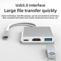 Nouvelle station d'accueil 3-en-1 USB-C 2026 avec USB 3.0, charge rapide PD et prise en charge 4K, cœur en cuivre, prête à être expédiée