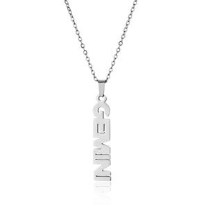 Titane Acier 18k Plaqué Or Vertical Anglais Lettre <span class=keywords><strong>Horoscope</strong></span> Zodiaque Collier En Acier Inoxydable Zodiaque Collier pour Anniversaire - Product Image 5