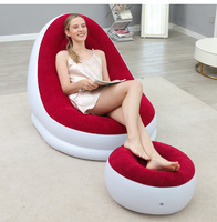 Fauteuil de relaxation gonflable moderne et épaissi, portable et pliable, avec repose-pieds et revêtement floqué, pour chambre et extérieur