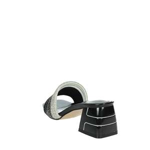 Laura Biagiotti Women's 9037 Heeled Slipper Black Patent Rhinestone Strap Mule <b>Sandal</b> - Product Image 2