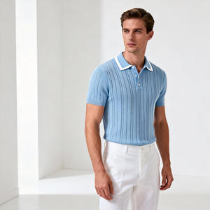 Set Completo <span class=keywords><strong>Polo</strong></span> in Maglia <span class=keywords><strong>a</strong></span> Costine in Cotone con Colletto Button-Down <span class=keywords><strong>a</strong></span> Maniche Corte, Vestibilità su Misura, Stile Business Casual, OEM ODM - Product Image 2