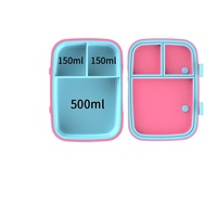 Boîte à lunch bento mignonne et portable, sans BPA, avec couvercle en plastique, 3 compartiments, étanche, passe au lave-vaisselle, écologique, utilisable au micro-ondes