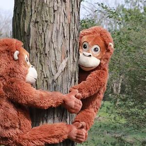 Boneka Orangutan Merah Eunegeskoog Lintas Negara dengan Isian Kapas PP, Monyet Berlengan Panjang Realistis 31cm-50cm