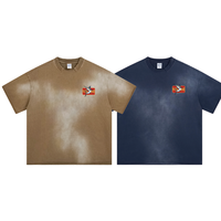 T-shirts d'été surdimensionnés en coton 100% de haute qualité YKH, lavage à l'acide, 305 g/m², logo personnalisé, effet vieilli pour hommes