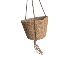 Panier mural tressé luxueux pour plantes d'intérieur, suspendu, avec longue base en macramé et réservoir d'eau, en osier