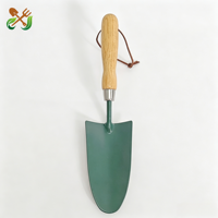 Mini-truelle à main en acier inoxydable durable, revêtement vert antirouille, poignée en bois courbée solide, pour jardinage et plantation sur balcon