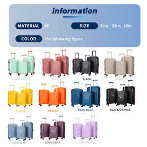 Ensemble de valises trolley OMASKA personnalisées en polypropylène imperméable, 20, 24 et 28 pouces, coque rigide en PP, fermeture éclair, valises de voyage pour hommes - Product Image 4
