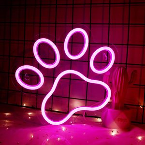 Signes néon LED chat chien mignon carlin chiens pattes lumières pour décoration murale alimenté par USB pour chambre à coucher décoration de chambre d'enfants - Product Image 1