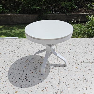 Mesa Auxiliar Redonda Moderna de Aluminio Blanco, Resistente a la Intemperie, para Hotel, Resort, Patio, Balcón, Muebles de Exterior - Product Image 3