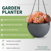 Pot de fleurs suspendu traditionnel de luxe à auto-arrosage avec trous de drainage 4,74 L en PP durable, circulaire, non revêtu