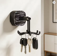 Étagère murale de cuisine rotative à 180 degrés avec crochets à ventouse pour ranger casseroles, cuillères et ustensiles (troublage de trous requis)