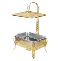 Nouveau Réchaud de Buffet Rectangulaire Doré Xitibet en Acier Inoxydable 5,5 L, Chauffe-Plats Professionnel à Combustible avec Couvercle Suspendu pour Hôtels