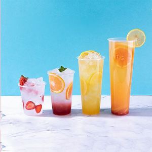 Vaso de Plástico Transparente de Alta Calidad para Bebidas Frías de 8oz 12oz/ 16oz/20oz/24oz/ 32oz, Vasos Planos para Té de Burbujas, PP, Inyectado, para Tiendas de Té con Leche - Product Image 2