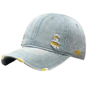 Cappellino da Baseball Unisex Stile Coreano <span class=keywords><strong>ZY</strong></span> in Denim Strappato a 6 Pannelli, 100% Cotone, con Ricamo 3D Personalizzato e Protezione Solare - Product Image 5