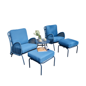 Superventas moderno marco de aluminio azul Patio jardín cinco piezas <span class=keywords><strong>Bristo</strong></span> conjunto combinación cuerda salón silla sofá muebles de exterior - Product Image 6