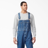 Celana Kerja Bib Denim Biru Katun Bernapas Desain Baru untuk Pria