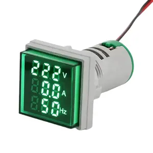 NIN 3 in 1 AC 50-500V 0-100A 0-99HZ 22mm square green mini indicator voltmeter ammeter frequency meter