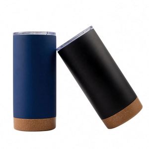 Taza de Café Recta de 16 oz con Base de Corcho y Tapa de Acero Inoxidable para Bebidas Promocionales - Product Image 1