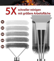 Brosse de nettoyage pour barbecue en acier inoxydable avec grattoir - Résistante à la chaleur et à la corrosion, argent pur, pour charbon de bois extérieur