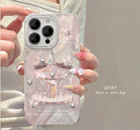 Neue bunte Malerei Karussell Feder schleier Laser Stick Bohren 3D PC klar Telefon hülle für iPhone 17 16 15 14 13Pro Max Cover